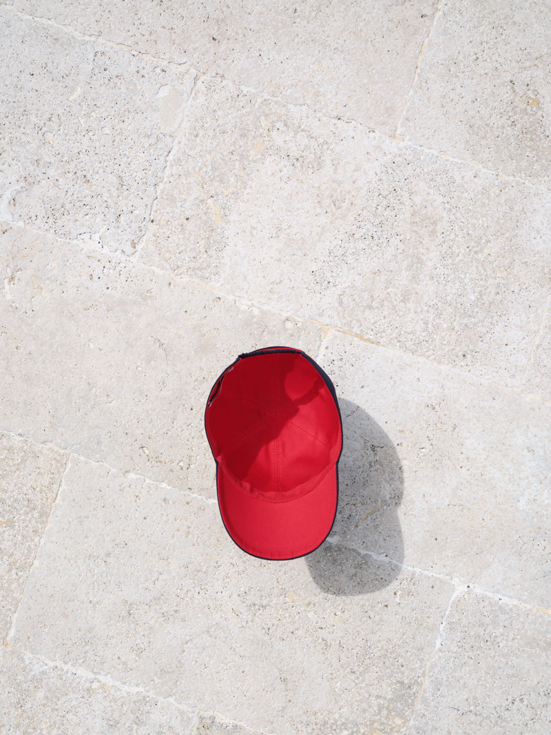 DOPPIOZERO | VISOR HAT | TWILL COTTON | BLUE ZERO - RED